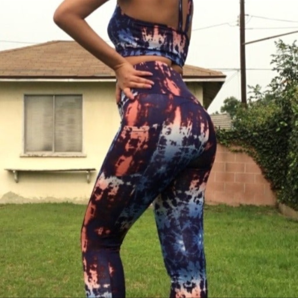 Tie Dye Leggings Crop Top Activewear XL - Picture 3 of 3